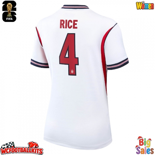 England Declan Rice #4 Replica Home Stadium Shirt for Women World Cup 2026 Short Sleeve